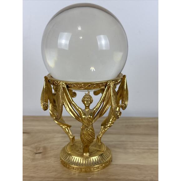 RARE Vintage Crystal Visions 1989 Franklin Mint Crystal Ball 24K Gold Plated - Picture 3 of 11